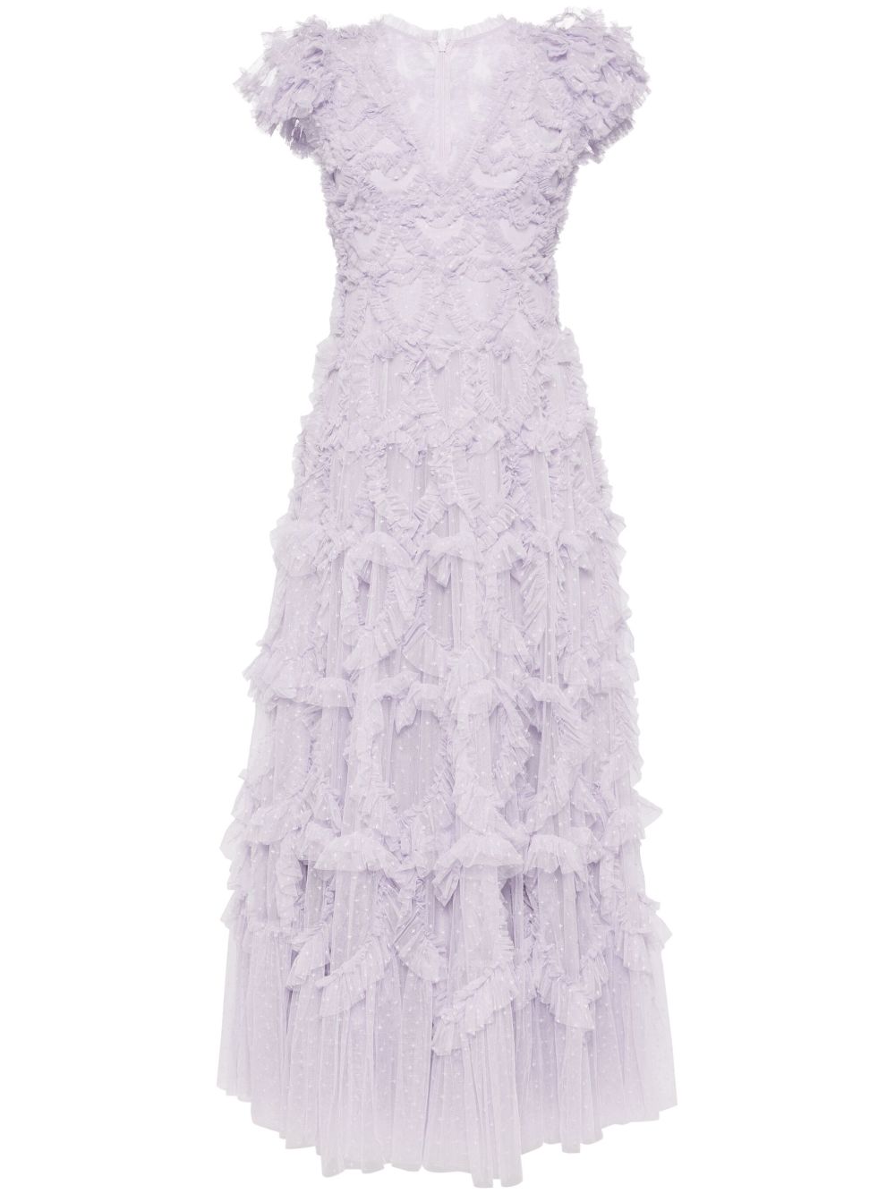 Needle & Thread Amorette V领荷叶边礼服 - 紫色