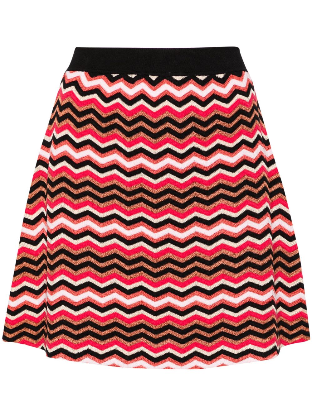 Missoni Z字形图案编织A字迷你半身裙 - 粉色