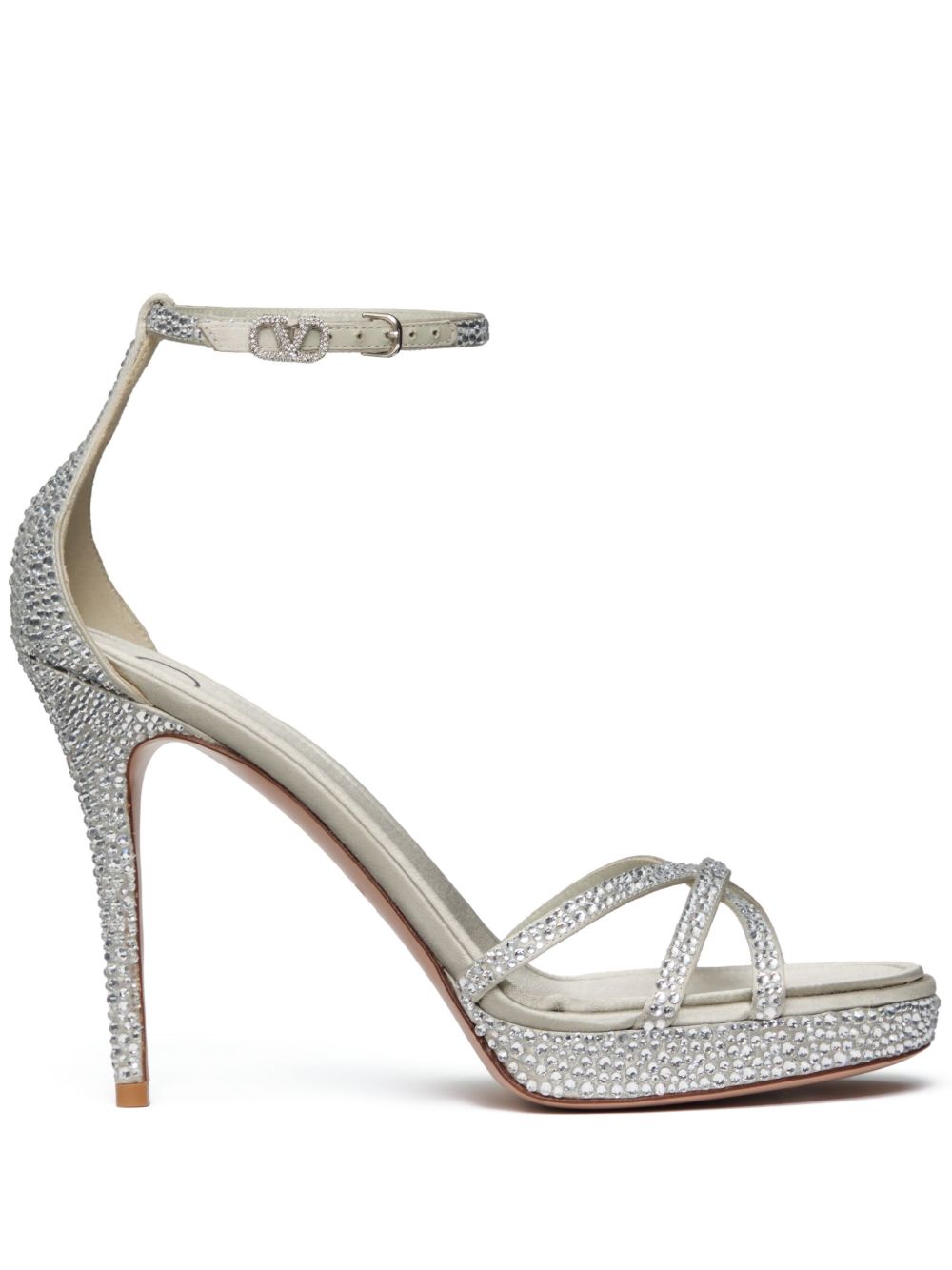 Valentino Garavani logo扣环高跟凉鞋（10.5厘米） - 银色