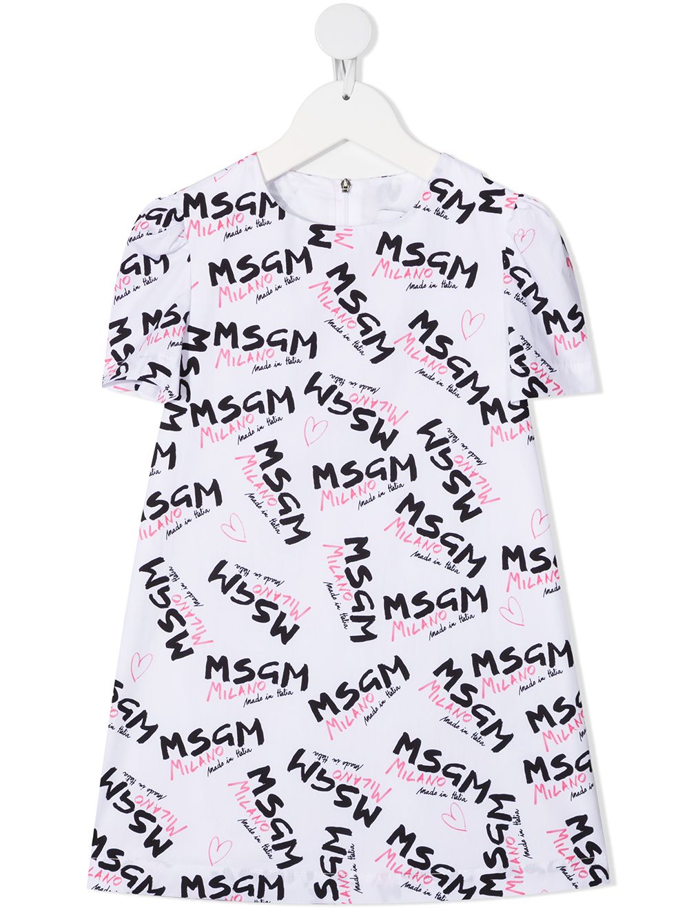 MSGM Kids logo印花T恤式连衣裙 - 白色