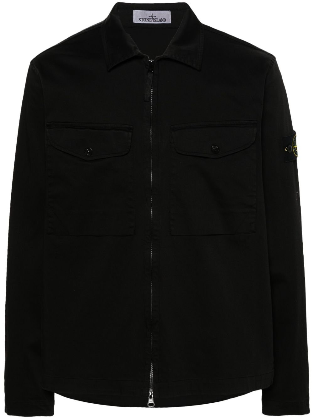 Stone Island 罗盘徽章华达呢夹克 - 黑色
