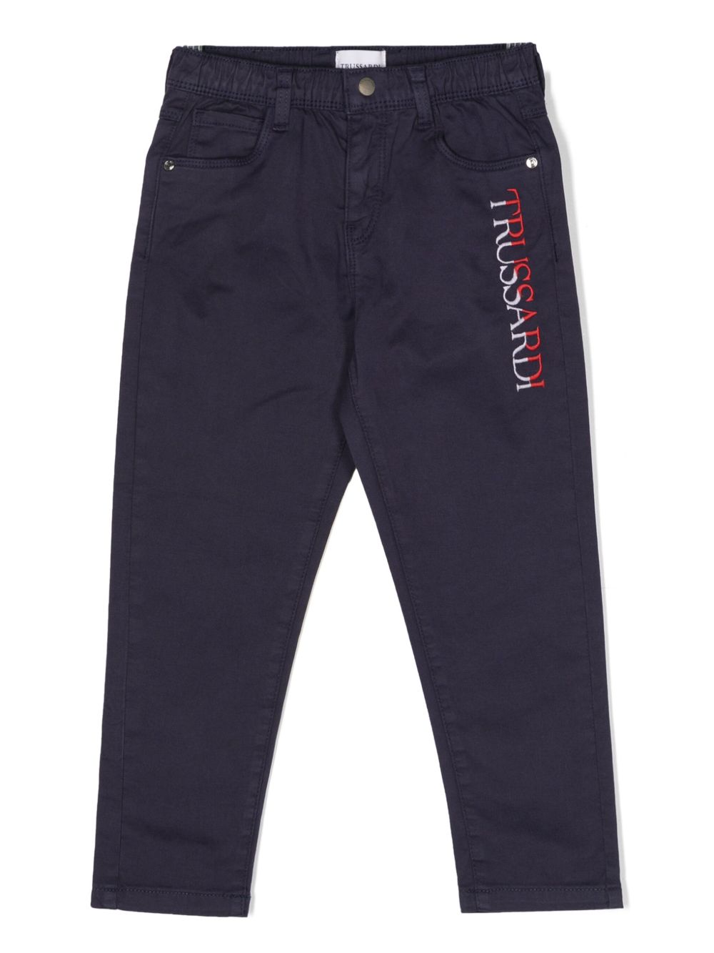TRUSSARDI JUNIOR logo刺绣卡其裤 - 蓝色