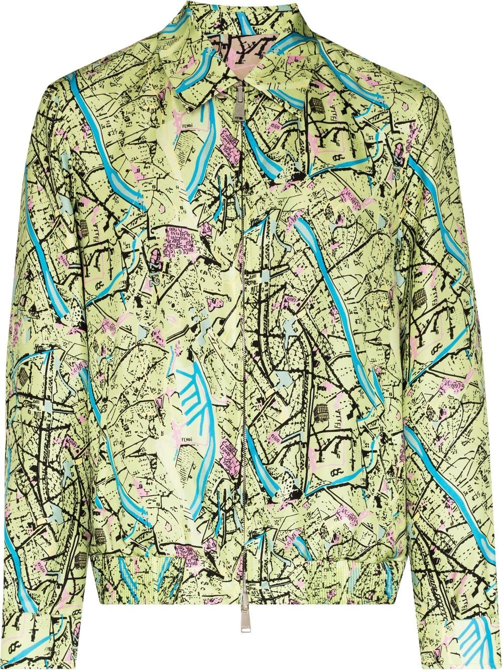 FENDI Fendi Map 双面衬衫式夹克 - 绿色