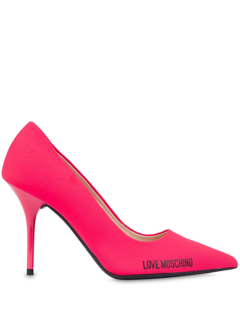 Love Moschino logo印花山羊皮高跟鞋 - 粉色