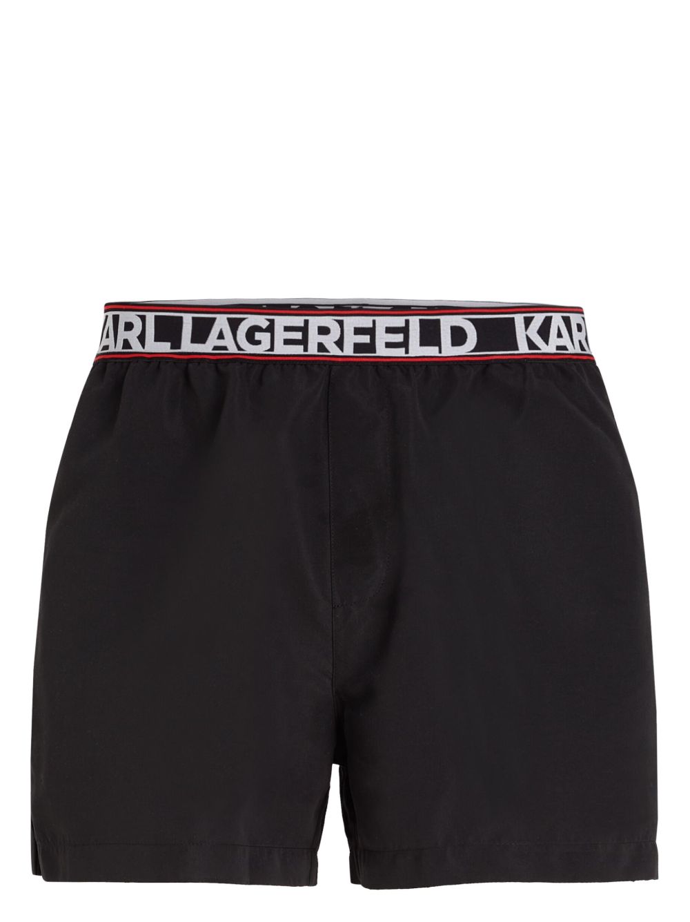 Karl Lagerfeld Essentials logo印花泳裤 - 黑色