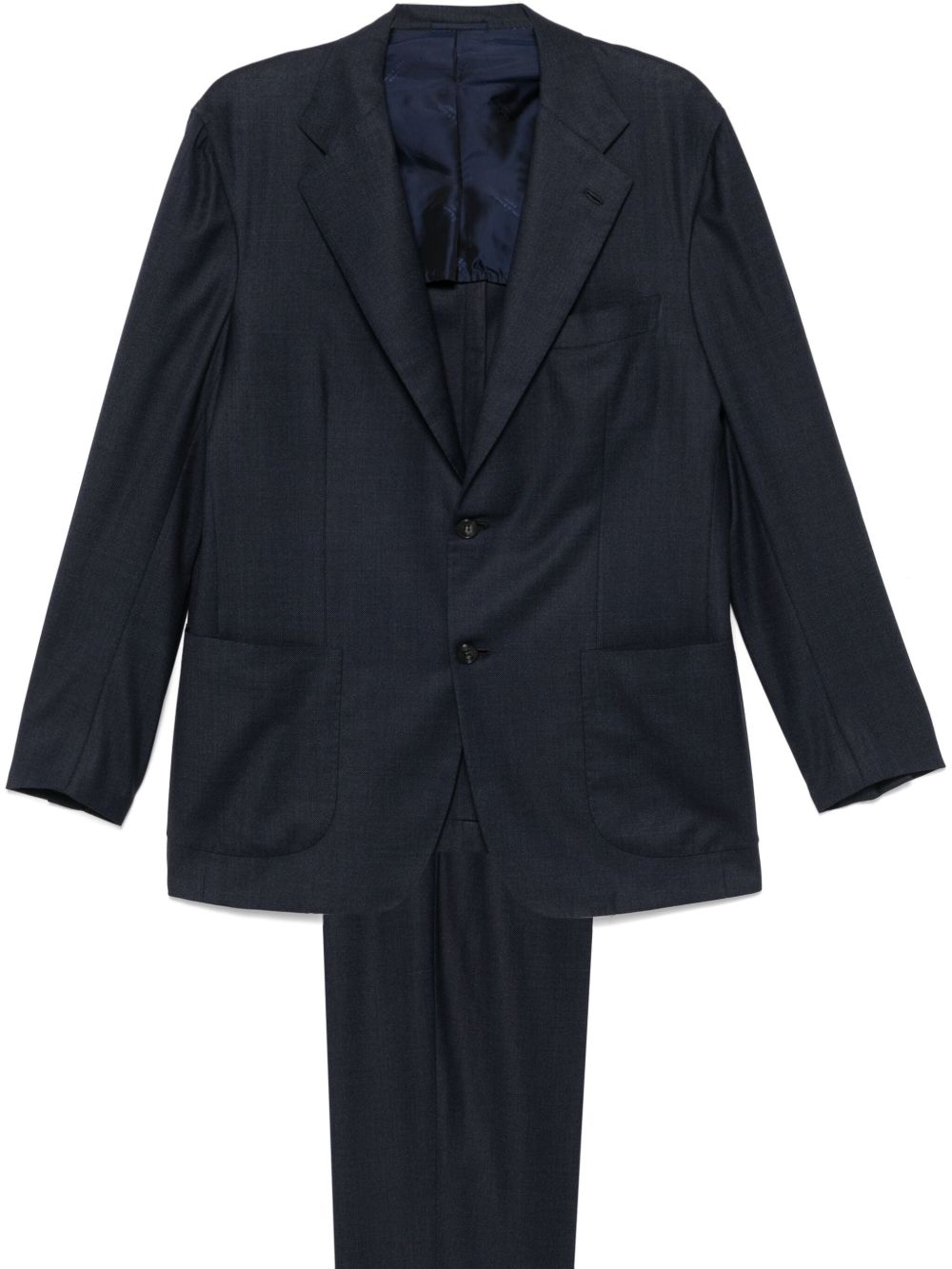 Kiton 初剪羊毛西装套装 - 蓝色