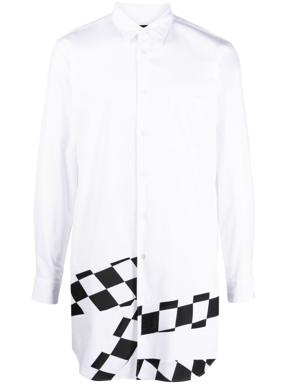 Comme des Garçons Homme Plus 格纹拼接衬衫 - 白色