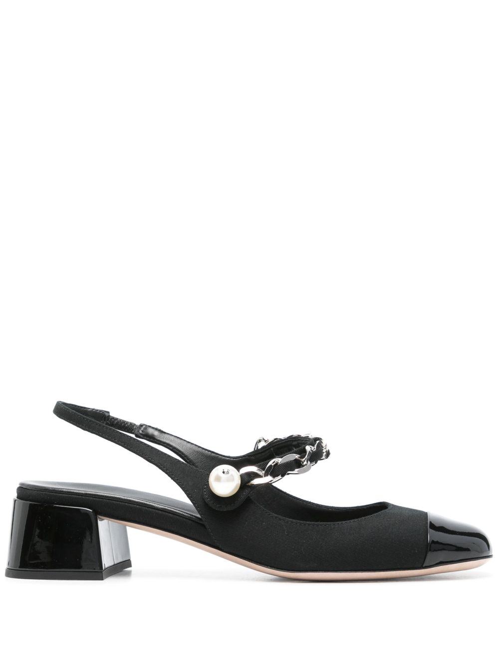 Miu Miu Pre-Owned 皮质裹踝高跟鞋 - 黑色