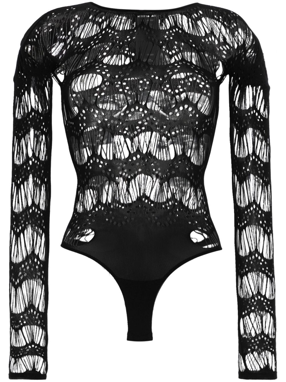 Saint Laurent 梯形针织平纹针织连体紧身衣 - 黑色
