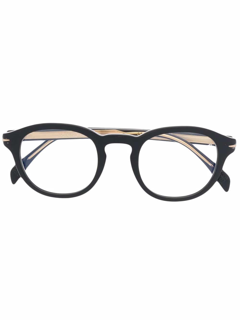 Eyewear by David Beckham 抛光效果圆框眼镜 - 黑色
