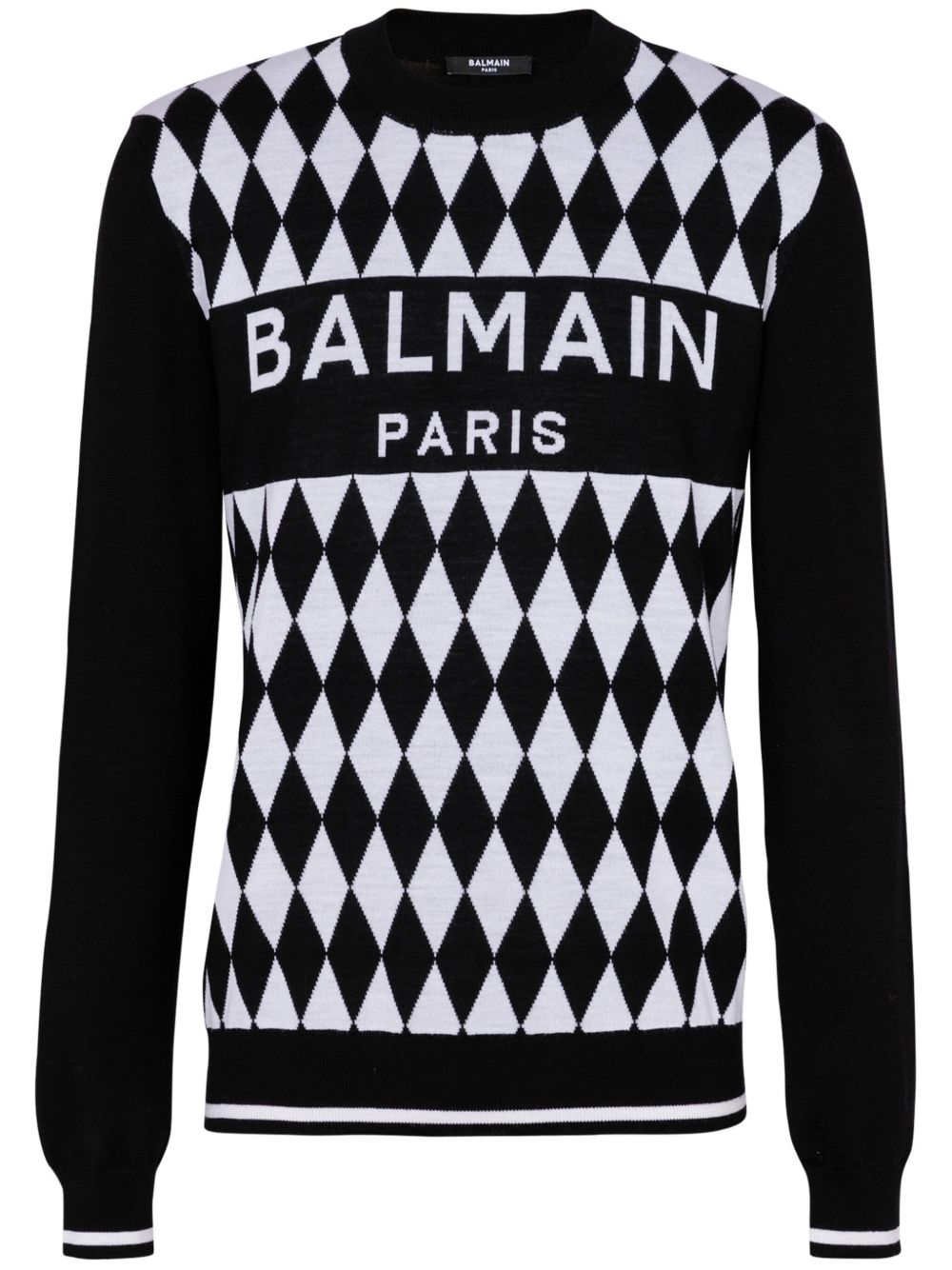 Balmain Diamond Balmain Paris 羊毛提花毛衣 - 黑色
