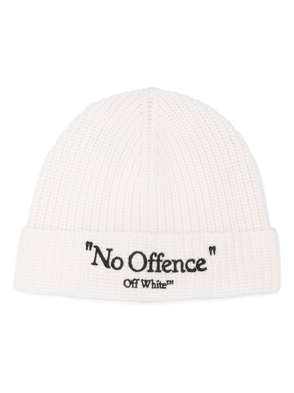 Off-White logo刺绣初剪羊毛套头帽 - 白色
