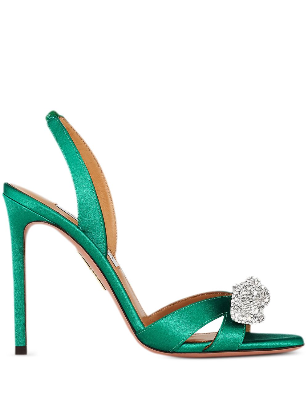 Aquazzura Very Bow Tie Crystal 高跟凉鞋（10.5厘米） - 绿色