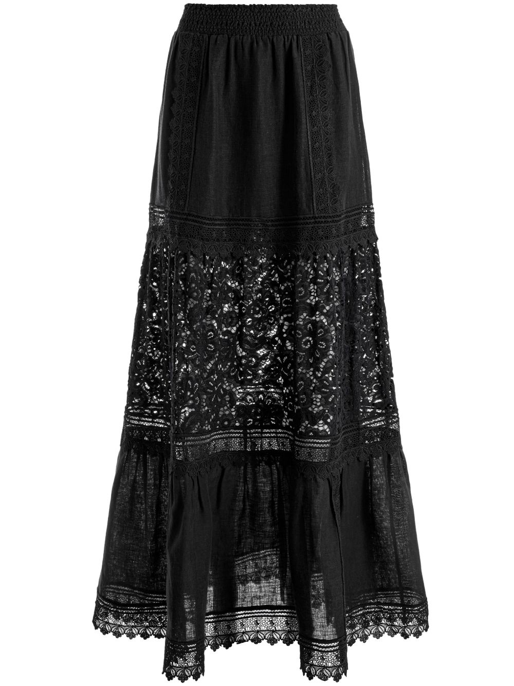 alice + olivia Reise 分层式蕾丝半身裙 - 黑色