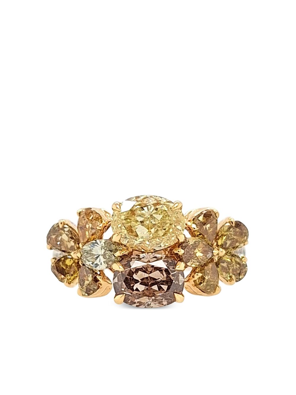 HYT Jewelry 18K白金钻石鸡尾酒戒指 - 金色