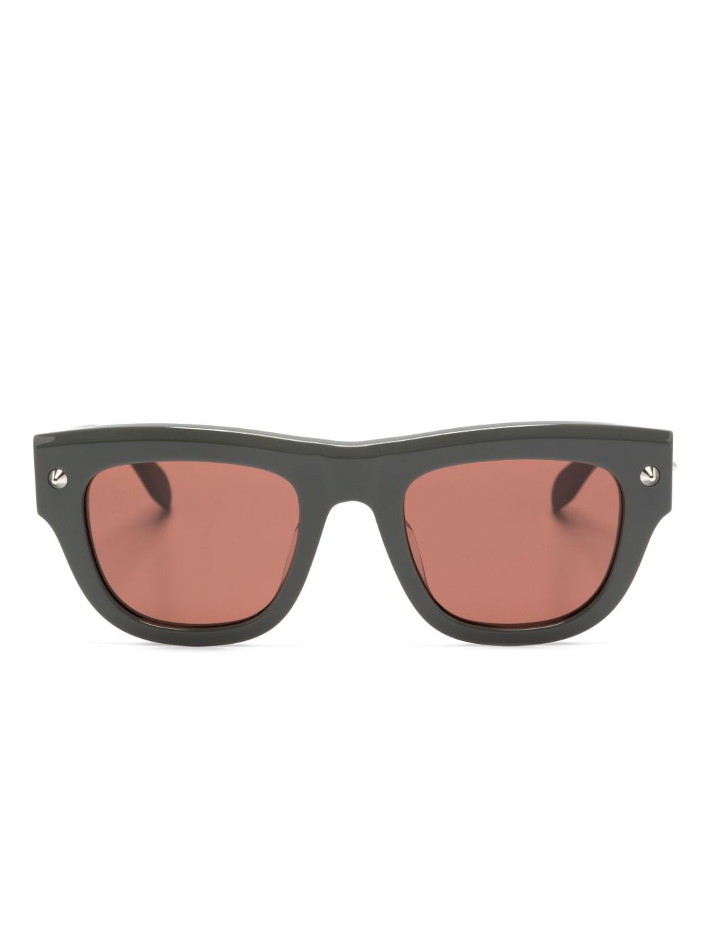 Alexander McQueen Eyewear logo雕刻方框太阳眼镜 - 灰色