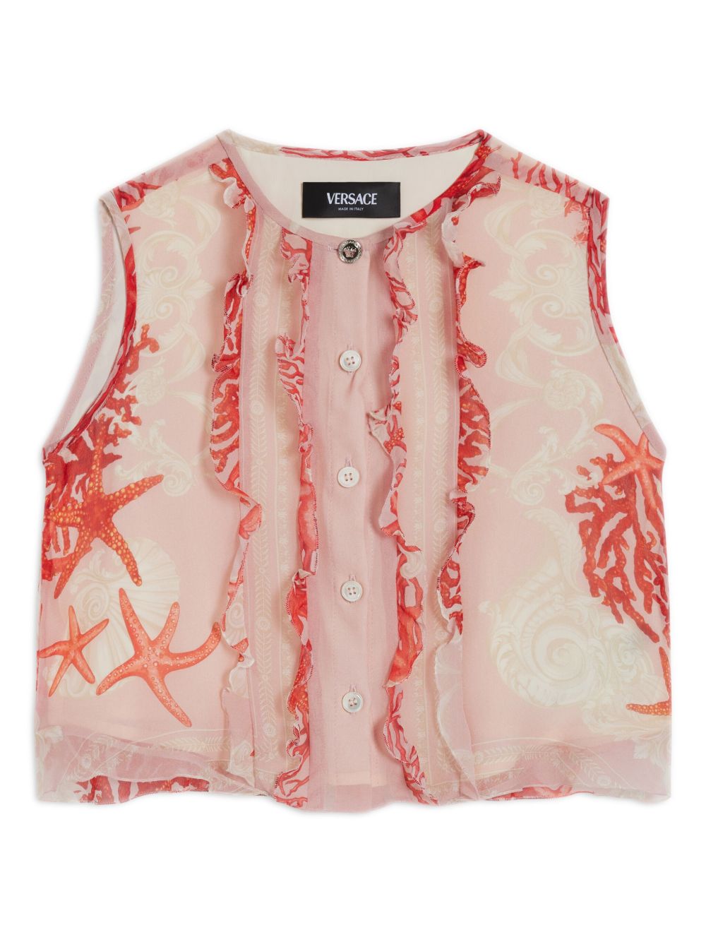 Versace Kids Medusa Head 图案真丝衬衫 - 粉色