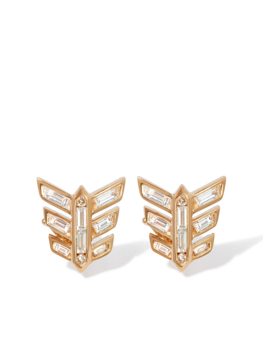 Annoushka Deco Feather 18K黄金钻石耳钉 - 金色