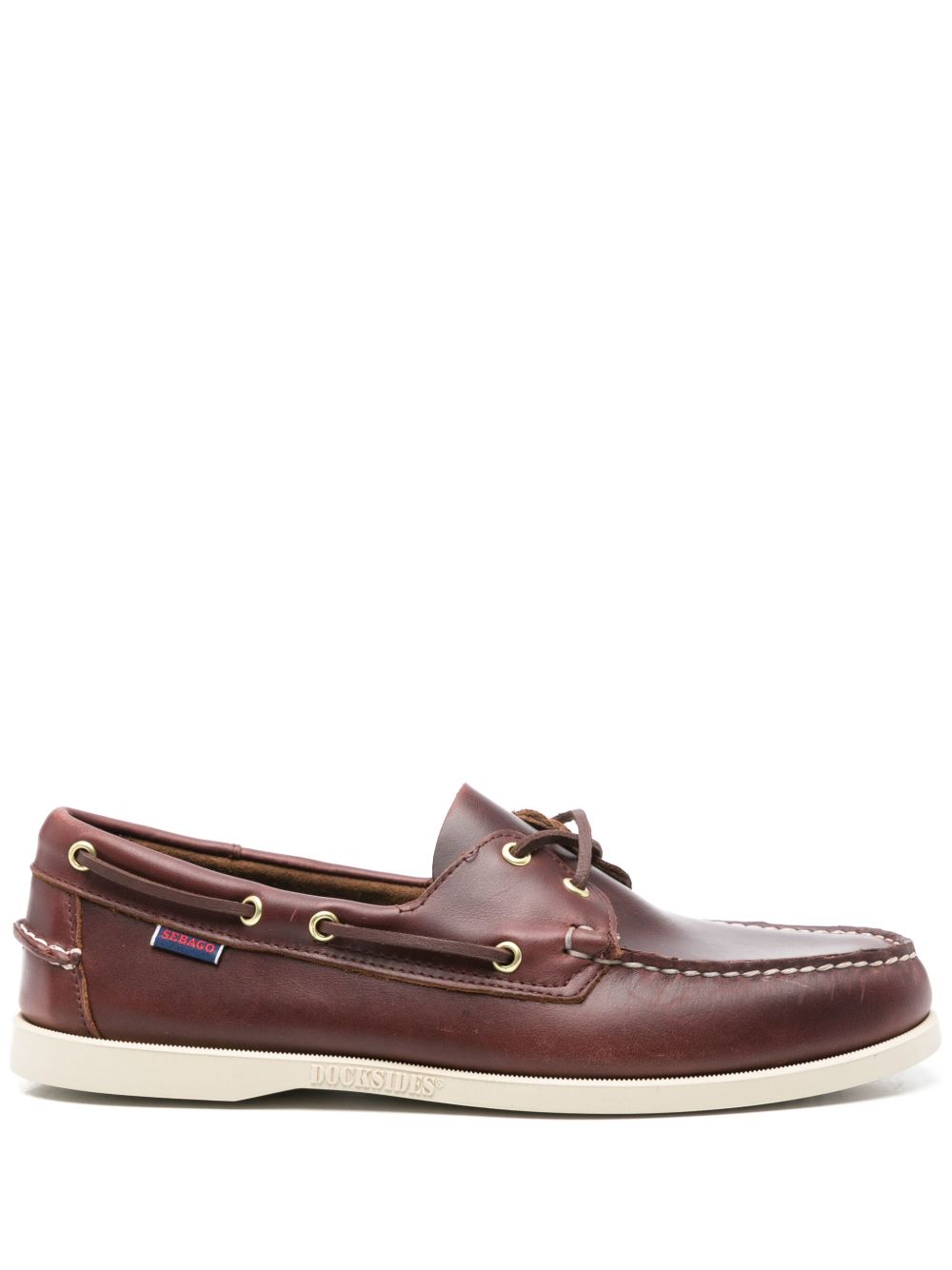 Sebago Dockside Portland 皮质帆船鞋 - 褐色