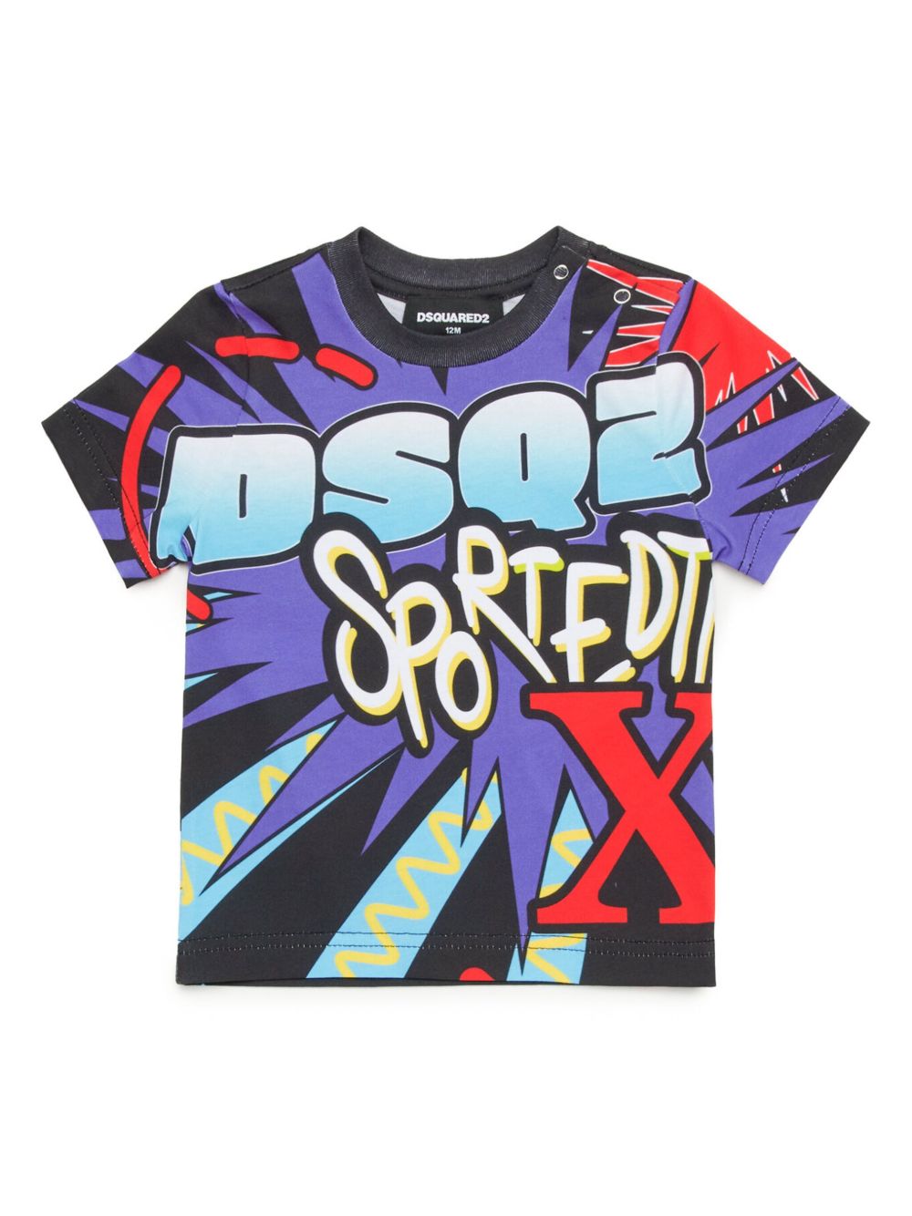 DSQUARED2 KIDS logo图案印花棉T恤 - 黑色