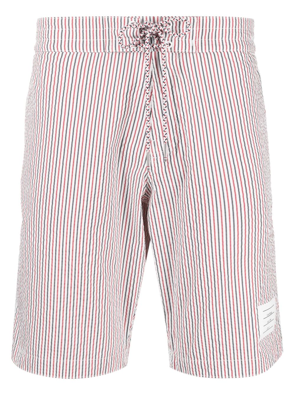Thom Browne 泡泡纱条纹泳裤 - 白色