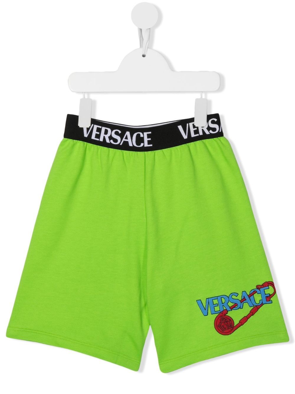 Versace Kids 范思哲 logo裤腰运动短裤 - 绿色
