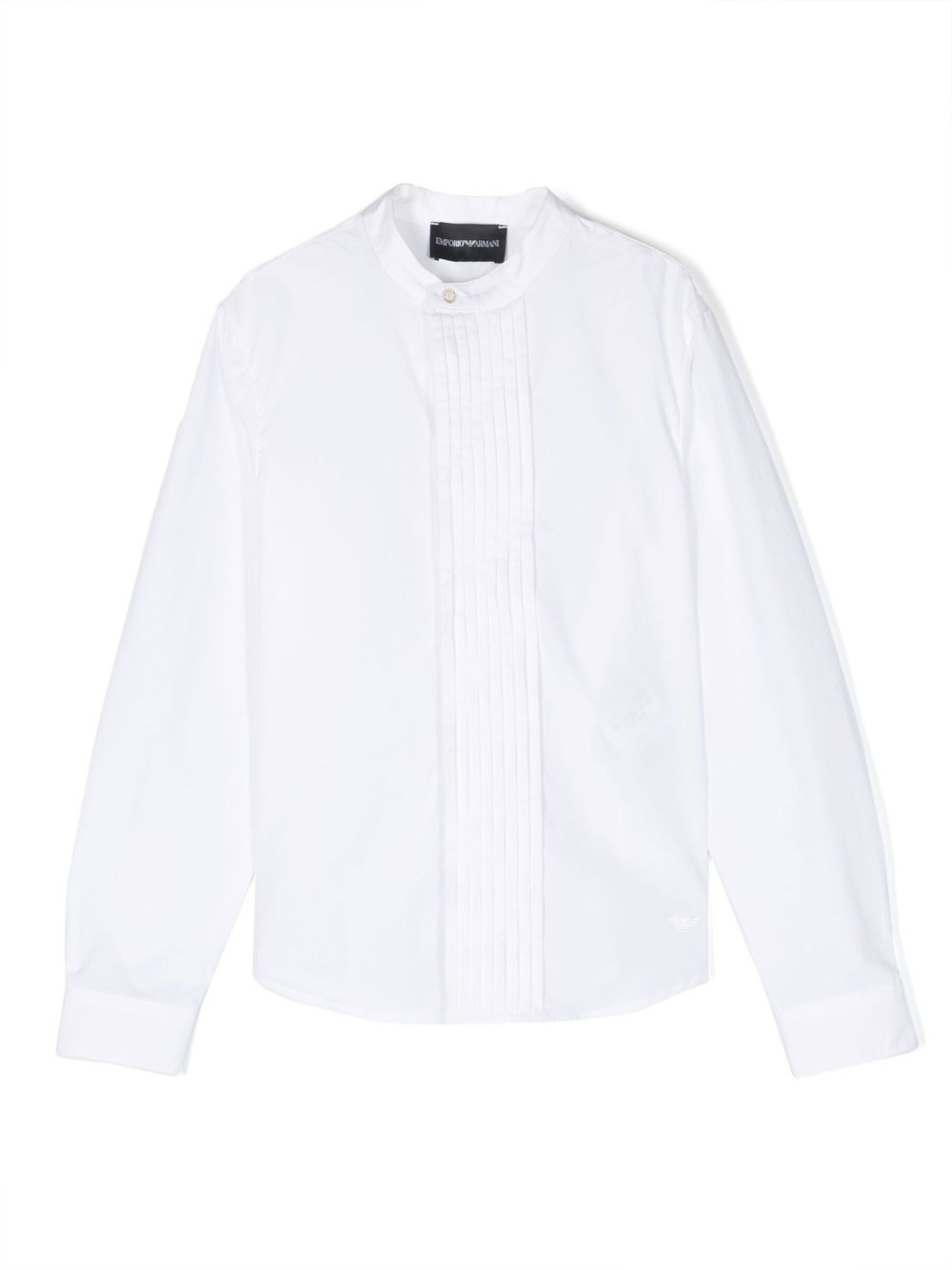 Emporio Armani Kids logo刺绣棉衬衫 - 白色