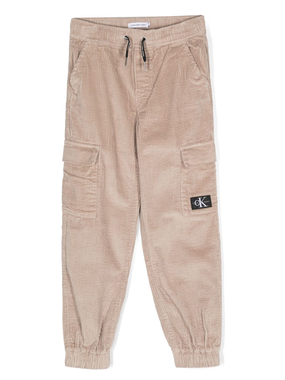 Calvin Klein Kids logo贴花灯芯绒工装裤 - 中性色