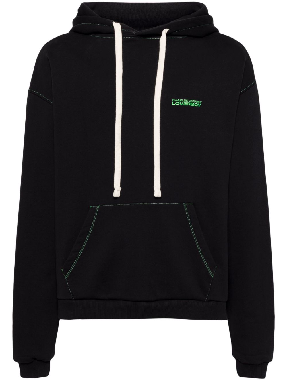 Charles Jeffrey Loverboy logo刺绣棉连帽衫 - 黑色