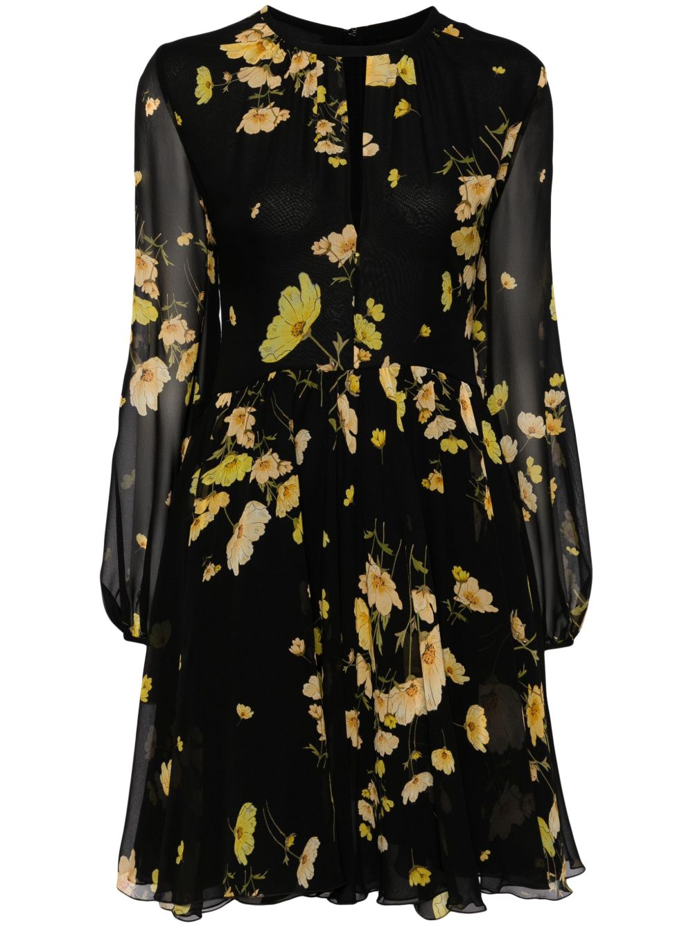 Giambattista Valli logo印花真丝迷你连衣裙 - 黑色
