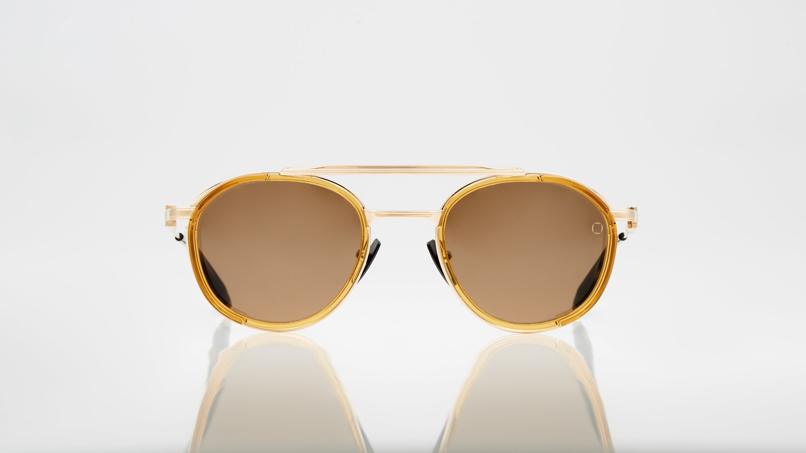 Akoni Sky Mapper - Brushed White Gold & Crystal Amber & Sunglasses