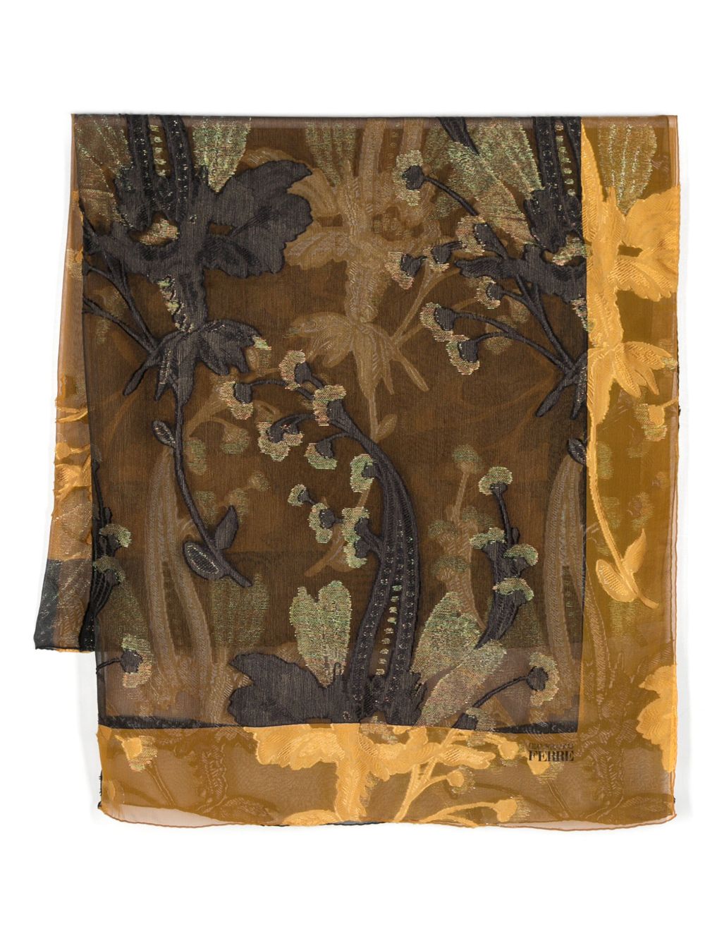 Gianfranco Ferré Pre-Owned 花卉刺绣半透明围巾 - 黑色