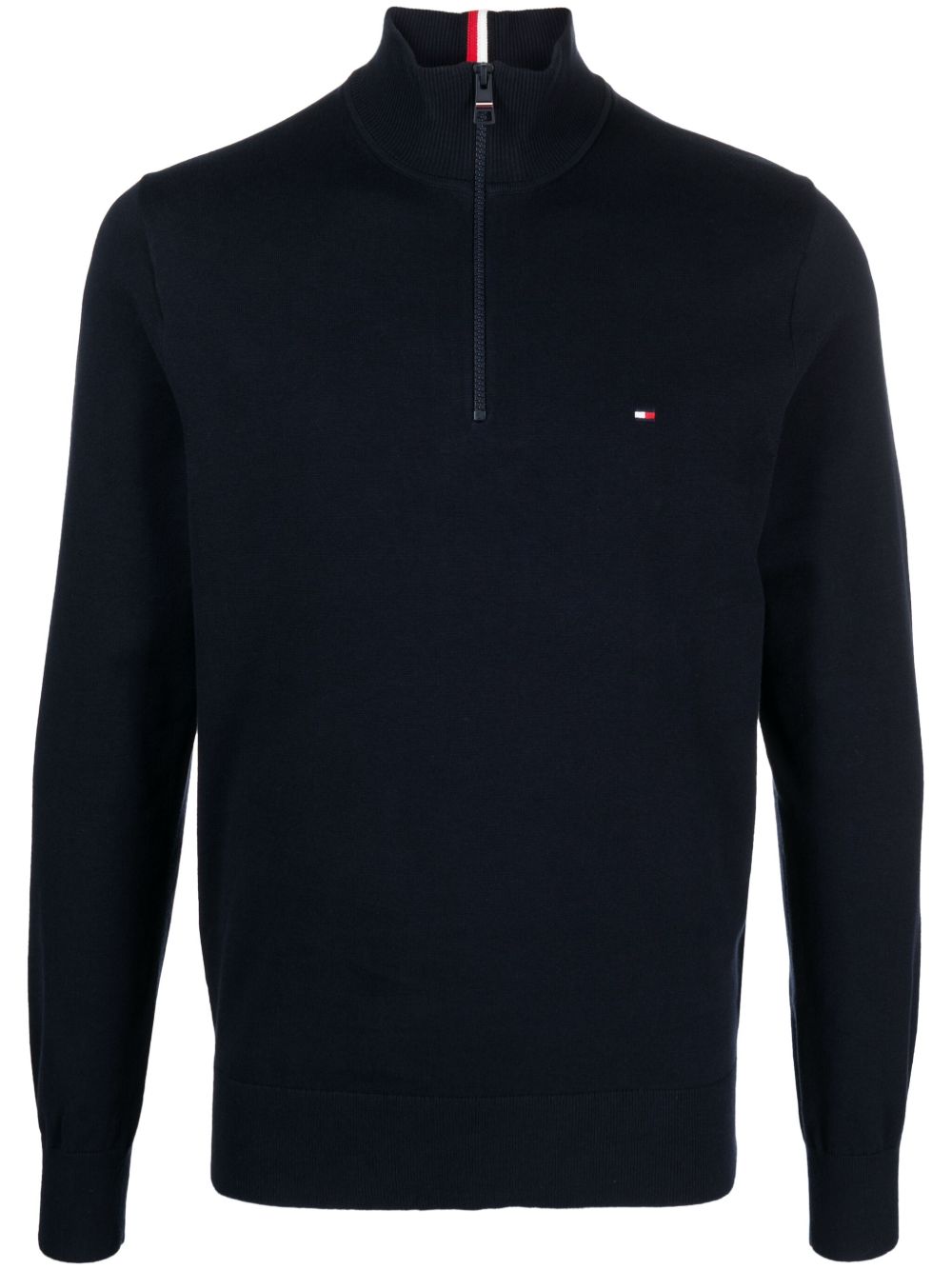 Tommy Hilfiger logo刺绣拉链卫衣 - 蓝色