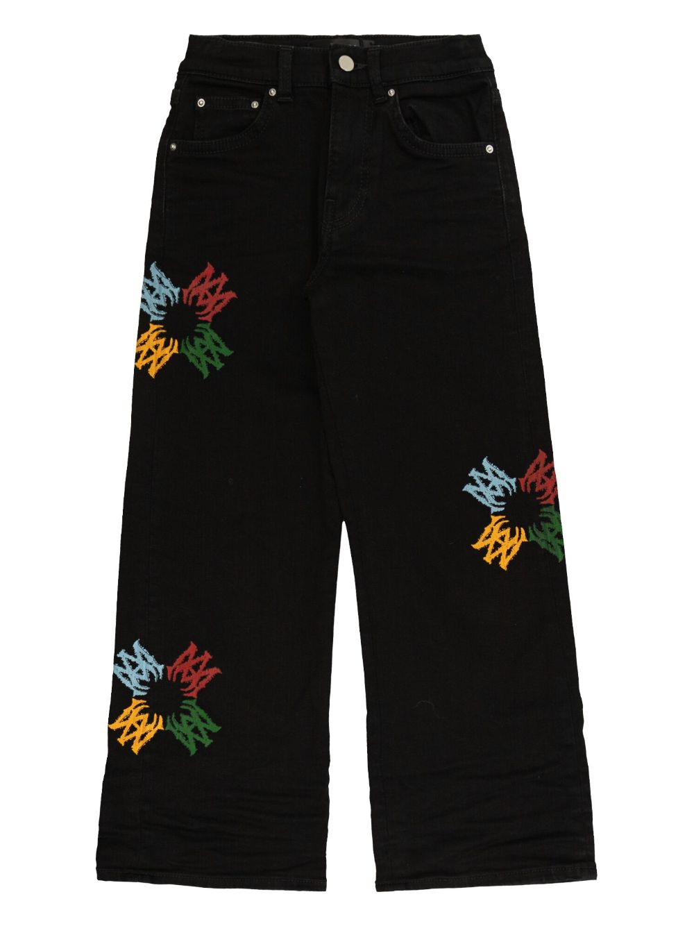AMIRI KIDS logo刺绣牛仔裤 - 黑色