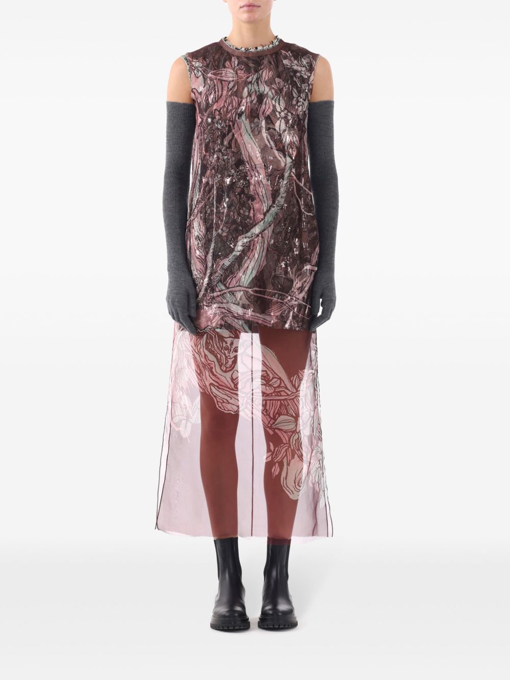 Jason Wu Collection 大面积印花连衣裙 - 红色