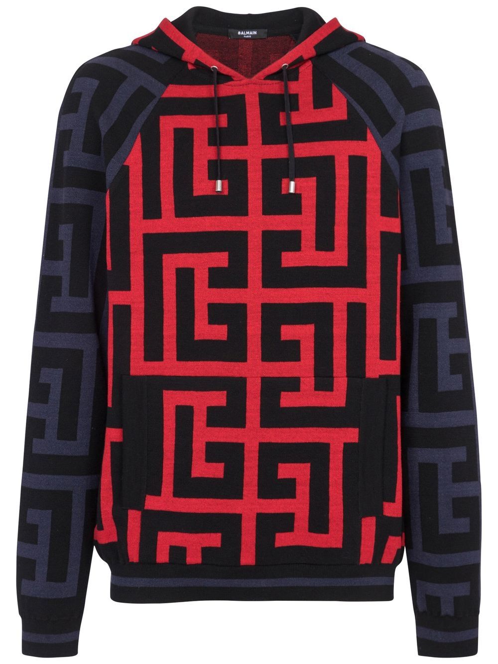 Balmain 巴尔曼 经典logo印花抽绳连帽衫 - 蓝色