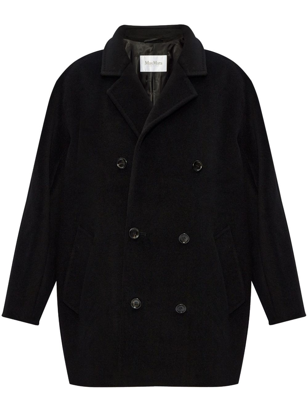 Max Mara 平驳领羊毛混纺外套 - 黑色