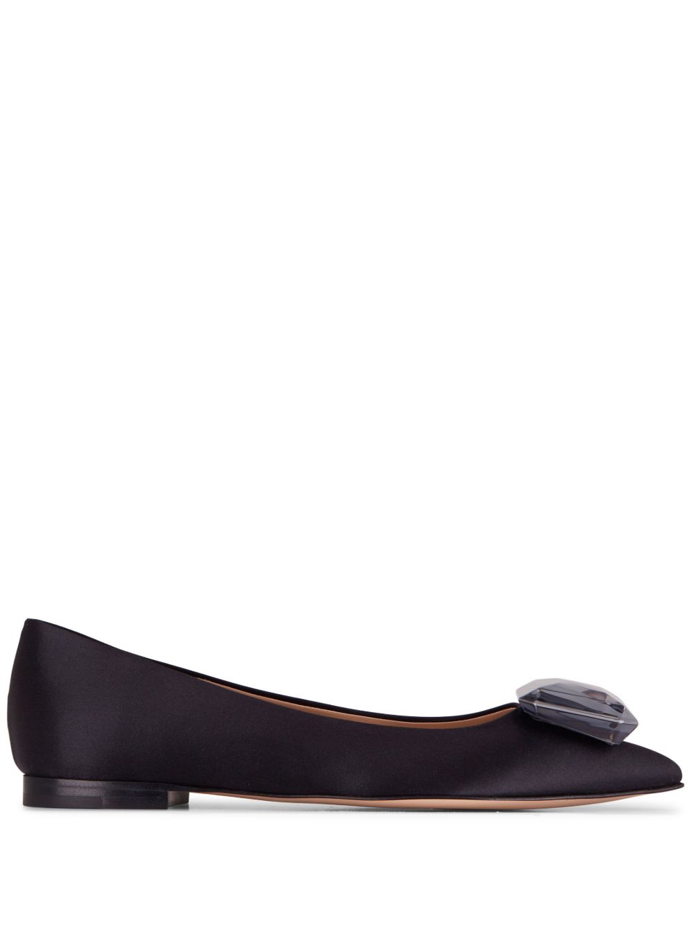 Gianvito Rossi Jaipur 缎面平底鞋 - 黑色