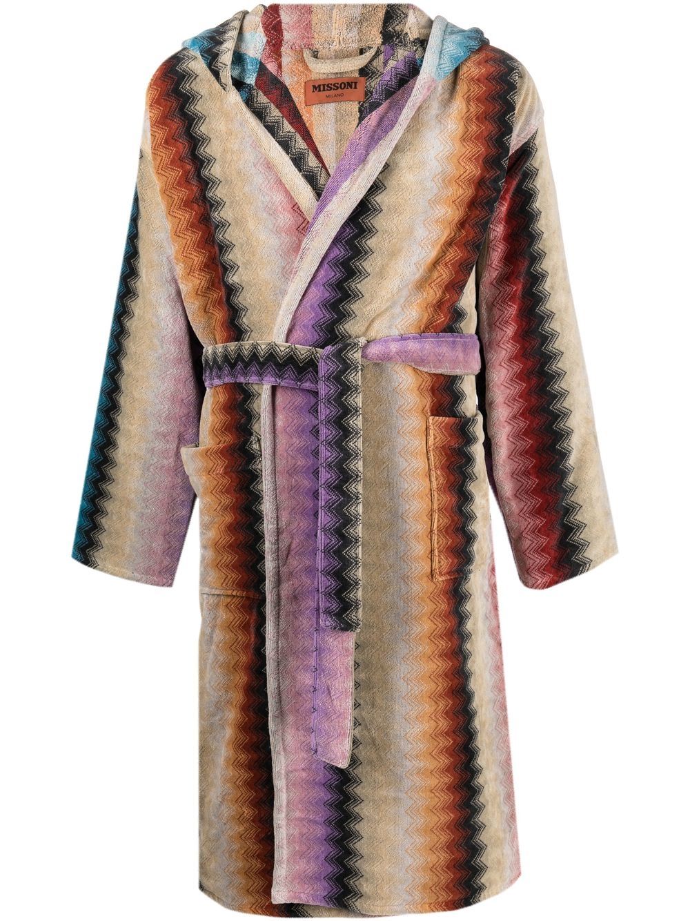 Missoni Home Z字形印花连帽浴袍 - 中性色