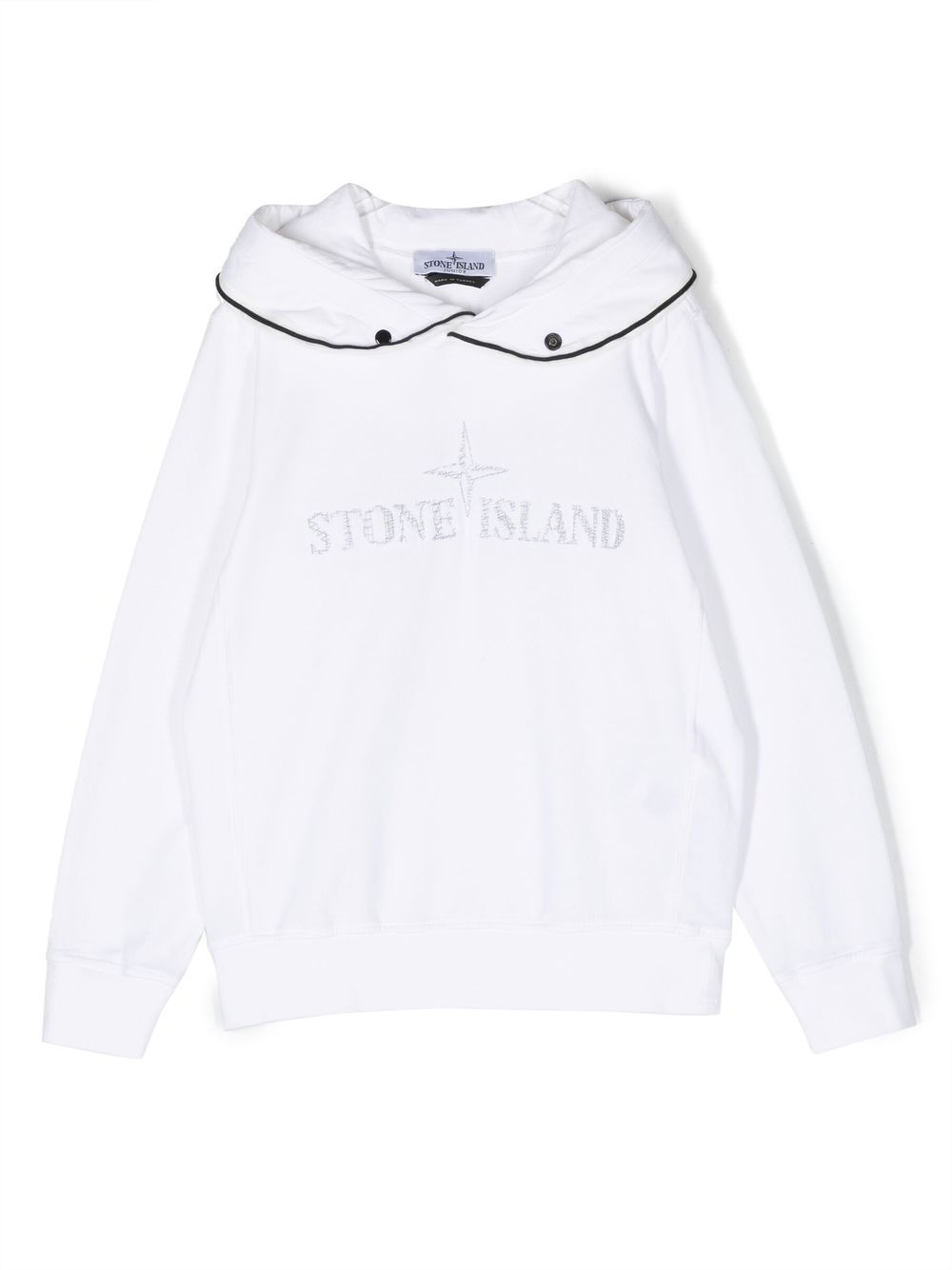 Stone Island Junior logo印花棉连帽衫 - 白色