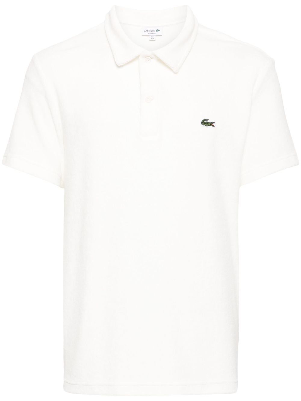 Lacoste logo贴花丝绒polo衫 - 白色