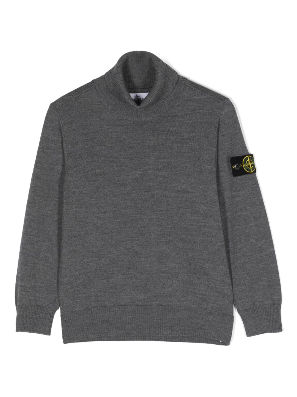 Stone Island Junior 罗盘徽章初剪羊毛毛衣 - 灰色