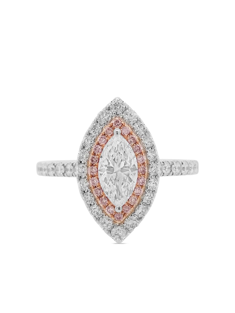 HYT Jewelry 铂金和18K玫瑰金钻石戒指 - 银色