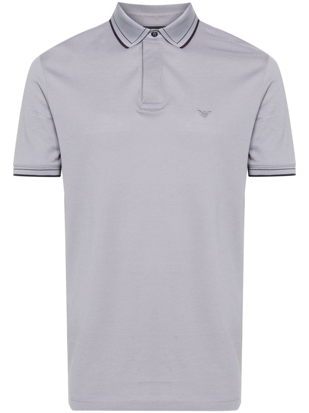 Emporio Armani logo刺绣棉polo衫 - 紫色