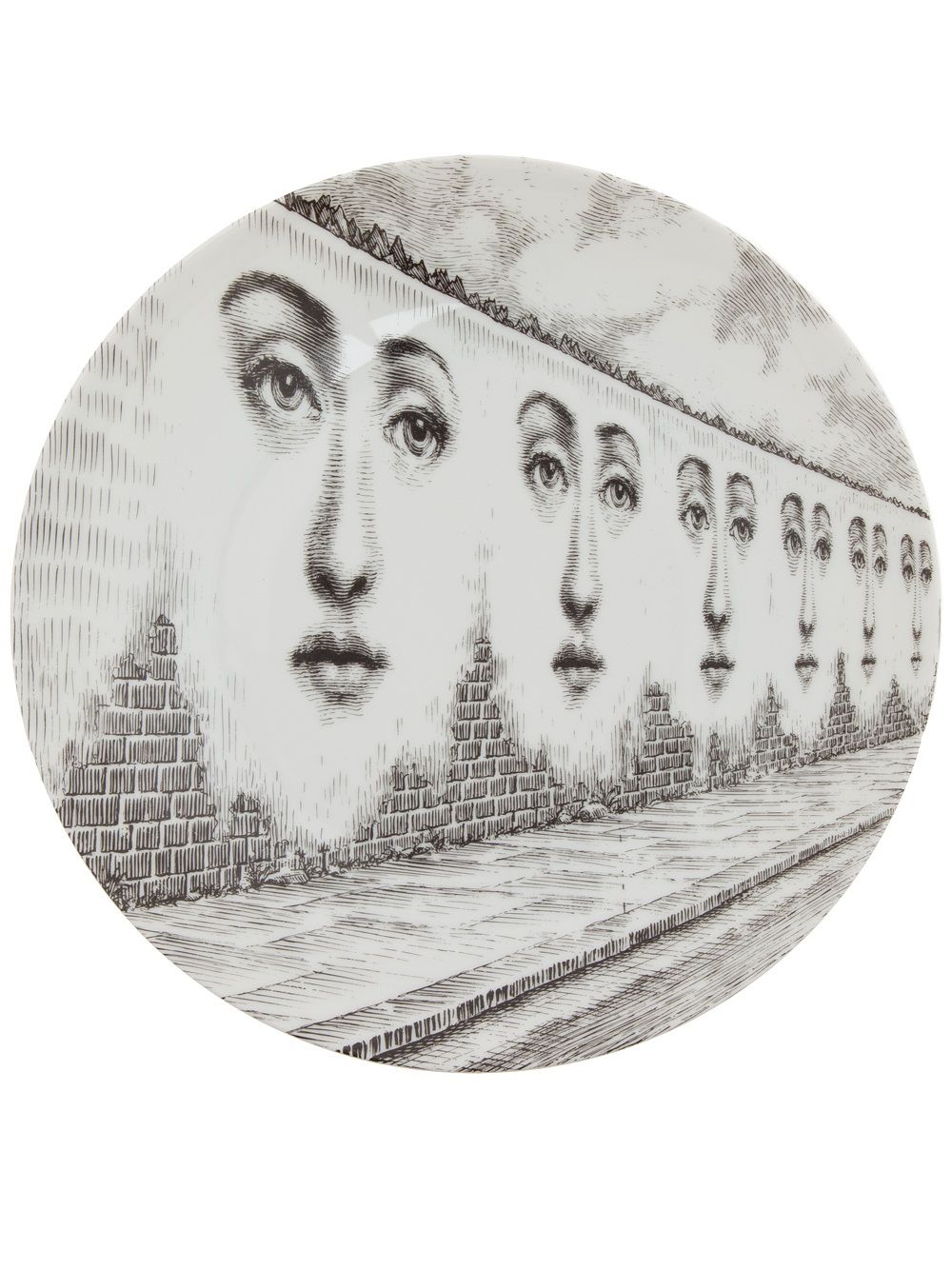 Fornasetti 插画印花瓷盘 - 灰色