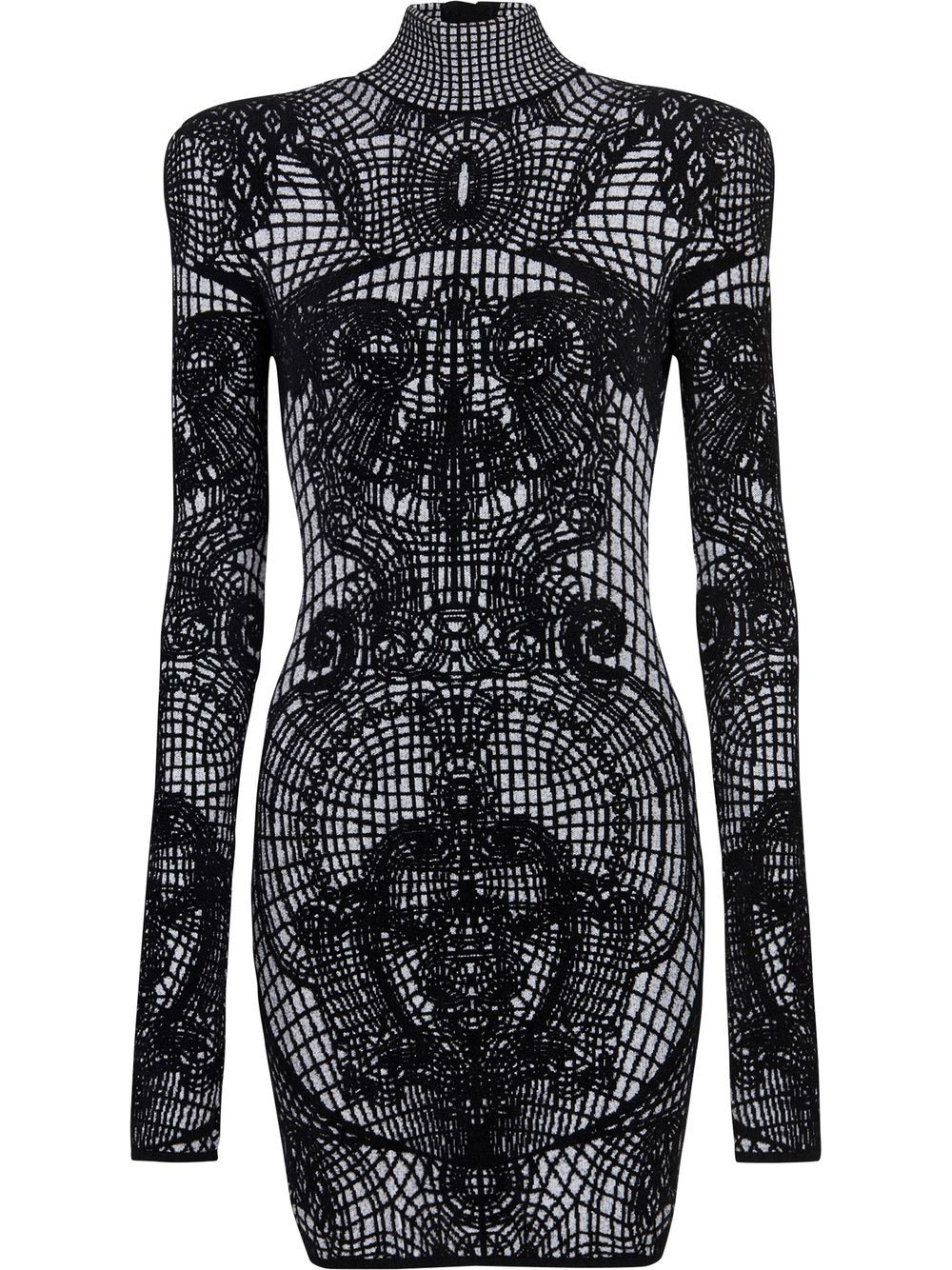Balmain 巴尔曼 图案印花贴身连衣裙 - 黑色