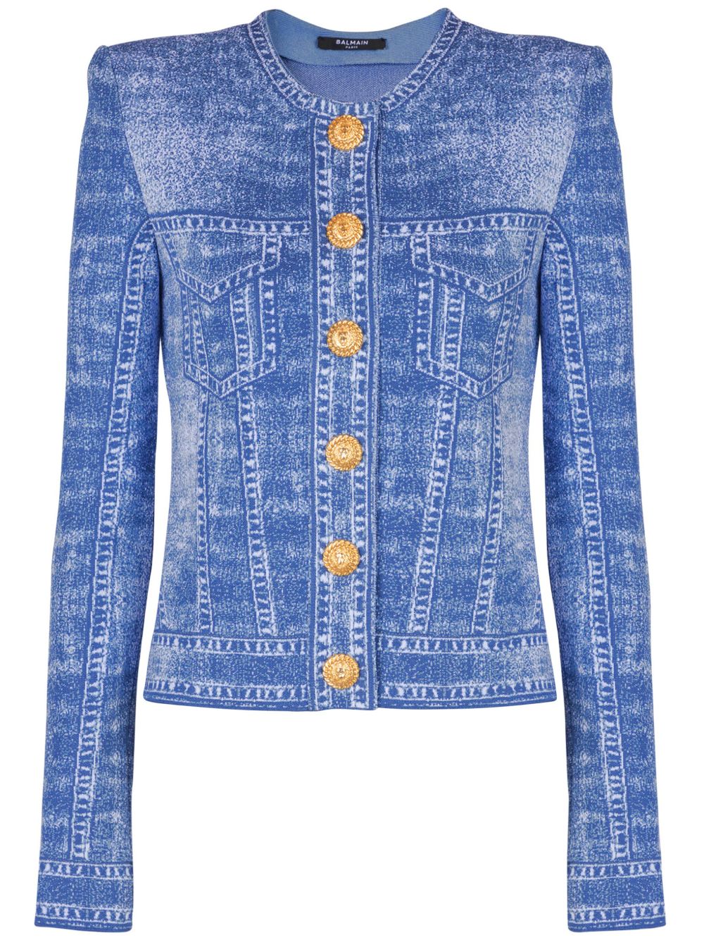 Balmain 牛仔效果开衫 - 蓝色