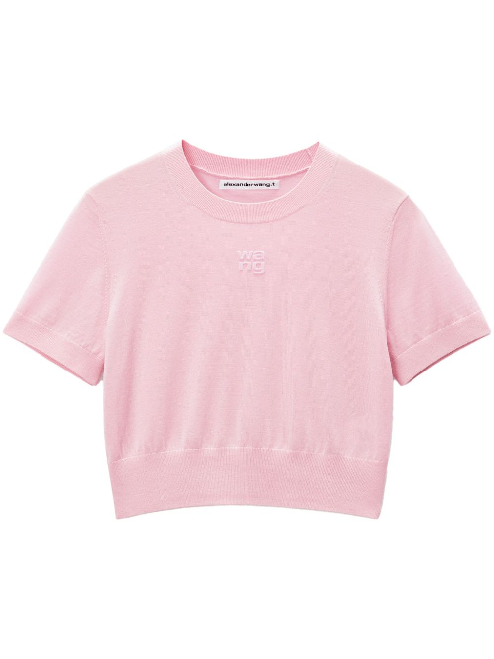 Alexander Wang logo压纹针织T恤 - 粉色