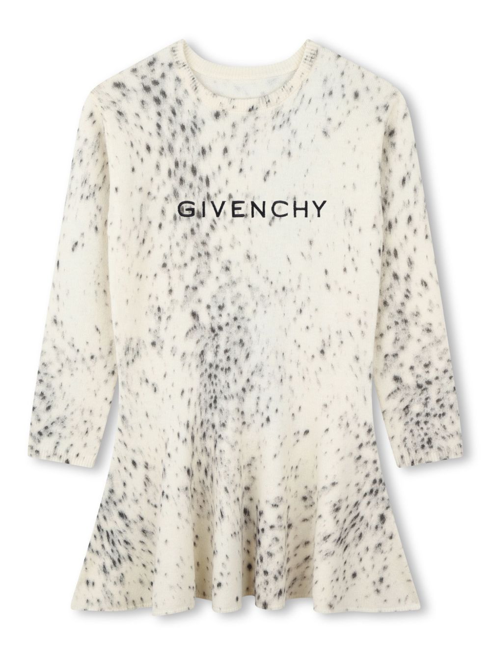 Givenchy Kids 豹猫印花针织连衣裙 - 中性色