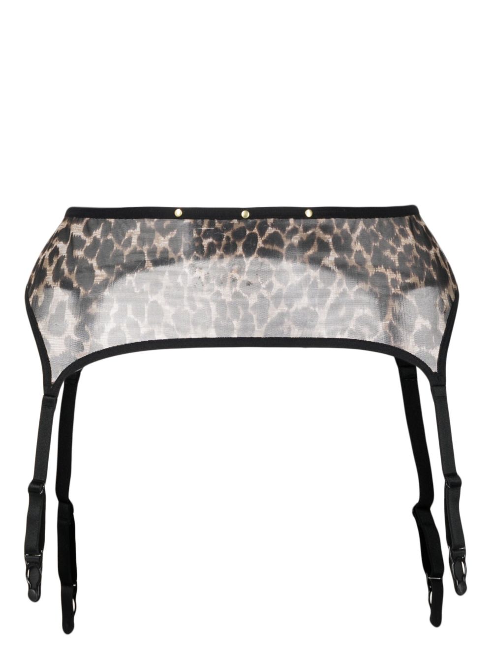 Marlies Dekkers Vixen 豹纹网纱吊袜带腰带 - 褐色